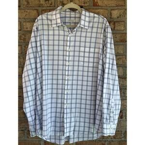 Peter Millar Blue White Plaid Long Sleeve XL Embroidered Sleeve NWOT